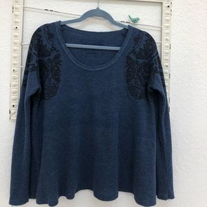 Free People Long Sleeve Flowy Waffle Shirt